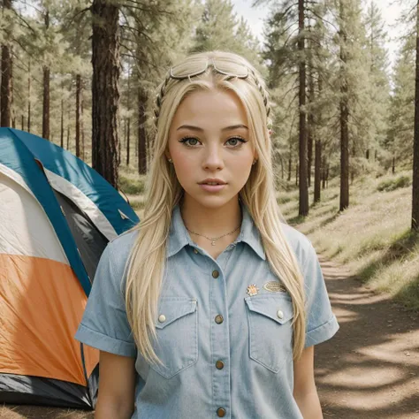 <lora:()Ashlynn Spektre:1> Ashlynn_Spektre, beautiful girl, Kooky portraits of 2000âs, typical 2000âs clothing style, (((shot on VHS))), photography, in a camping, realistic