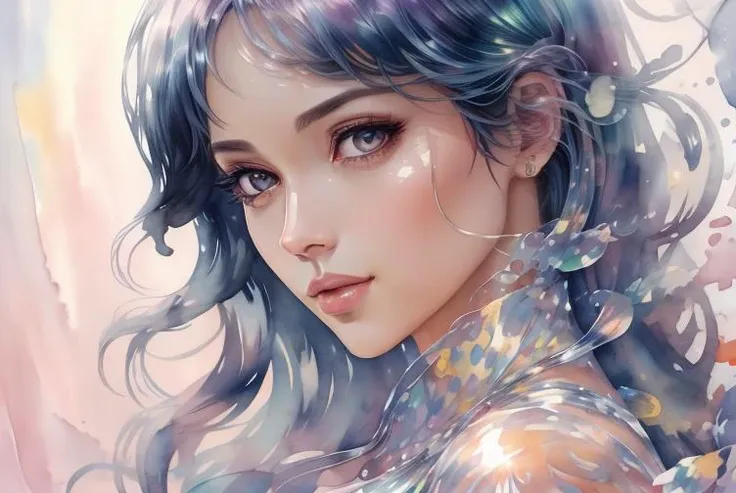 (watercolor painting:1.3), antonialastnamesd15,, portrait, solo, upper body, looking up, detailed background, detailed face, (<lyco:DecorationBundlev2:0.4>, GemstoneAI, gemstone theme:1.1), mercury-wizard, calm, surrounded by splashes of glowing quicksilver, mercury patterns, alchemical symbolism,melding mercury with willpower, fluid mercury, heavy metallic liquid, reflections, mercury transformation, shiny, floating particles, drops of mercury, elegance, metallic colour scheme, quicksilver symphony, mercury projectiles in background, dripping mercury formations, volumetric lighting, epic atmosphere, (masterpiece, best quality, high quality, highres, ultra-detailed) perfectly detailed eyes, uhd, dslr, hdr, intricate details, <lora:holo_20230701001227:0.8> <lora:AdvancedEnhancer:1> (Feminine:1.4),(beautiful:1.4),(attractive:1.3),handsome,calendar pose,perfectly detailed eyes,studio lighting,thematic background,(Subtle colors:1),, (seductive, alluring, charming:1.3)