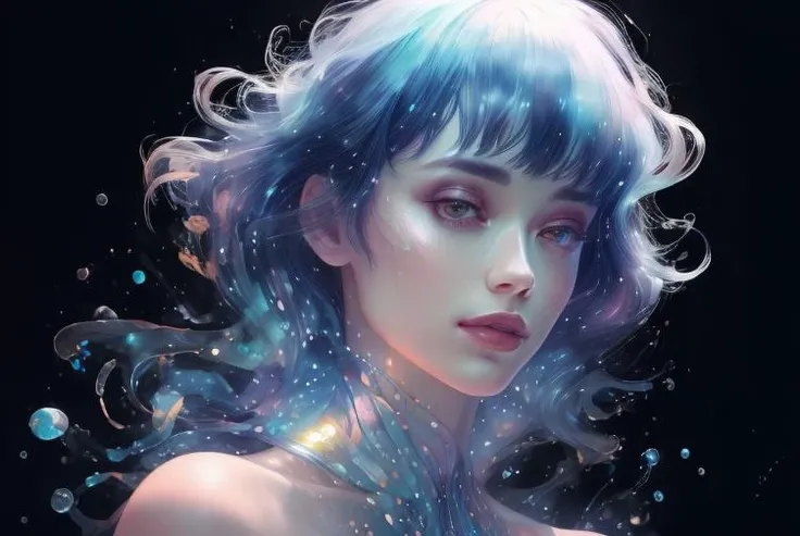 (watercolor painting:1.3), RoxieCipher, (style-swirlmagic:0.8), portrait, solo, upper body, looking down, detailed background, detailed face, (<lora:NodesTech:0.6>, data-space, holographic, NodesTech theme:1.1), mercury-wizard, focused, surrounded by sprays of shining quicksilver, alchemical imagery, heavy metallic liquid, reflecting surfaces, metallic sheen, mercury transformation, shiny, droplets of mercury, elegance, mercurial haze, reflecting lights in background, volumetric lighting, epic atmosphere, (masterpiece, best quality, high quality, highres, ultra-detailed) perfectly detailed eyes, uhd, dslr, hdr, intricate details, <lora:holo_20230701001227:0.8> <lora:AdvancedEnhancer:1> (Feminine:1.4),(beautiful:1.4),(attractive:1.3),handsome,calendar pose,perfectly detailed eyes,studio lighting,thematic background,(Subtle colors:1),, (seductive, alluring, charming:1.3)