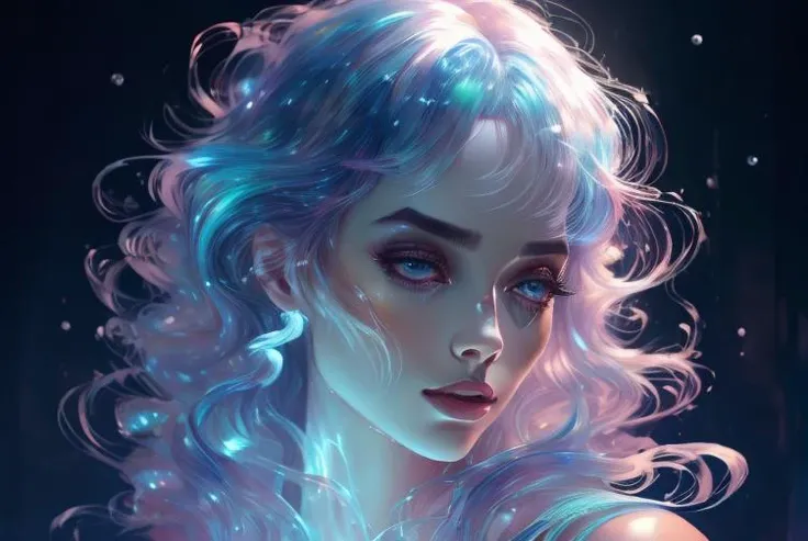 (watercolor painting:1.3), RoxieCipher, portrait, solo, upper body, looking at viewer, detailed background, detailed face, (<lora:FrostRaceTech:0.5>, cryogenic, frostracetech theme:1.1), mercury-sorcerer, focused, surrounded by splashes of iridescent mercury, harnessing mercury with magical abilities, fluid mercury, heavy metallic liquid, reflections, floating particles, flowing metal, elegance, metallic colour scheme, mercurial haze, cosmic outer space in background, dramatic lighting, epic atmosphere, (masterpiece, best quality, high quality, highres, ultra-detailed) perfectly detailed eyes, uhd, dslr, hdr, intricate details, <lora:holo_20230701001227:0.8> <lora:AdvancedEnhancer:1> (Feminine:1.4),(beautiful:1.4),(attractive:1.3),handsome,calendar pose,perfectly detailed eyes,studio lighting,thematic background <lora:Dark_Fantasy:0.5> Dark Fantasy,,(Subtle colors:1),, (seductive, alluring, charming:1.3)
