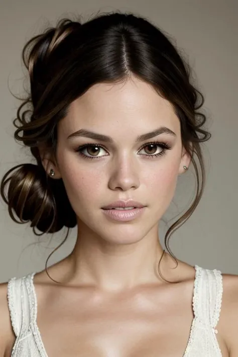 Best quality, masterpiece, ultra high res, (photorealistic:1.4), RachelBilson, (teasing), (shiny skin:1), messy bun hair, <lora:RachelBilson:1>