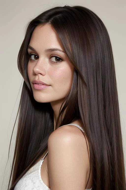 masterpiece, best quality, ultra high res, (photorealistic:1.4), RachelBilson, (long straight hair:1.2), (looking into camera:1.2), (gently brush hair from face:1.2), shiny skin, <lora:RachelBilson:1>