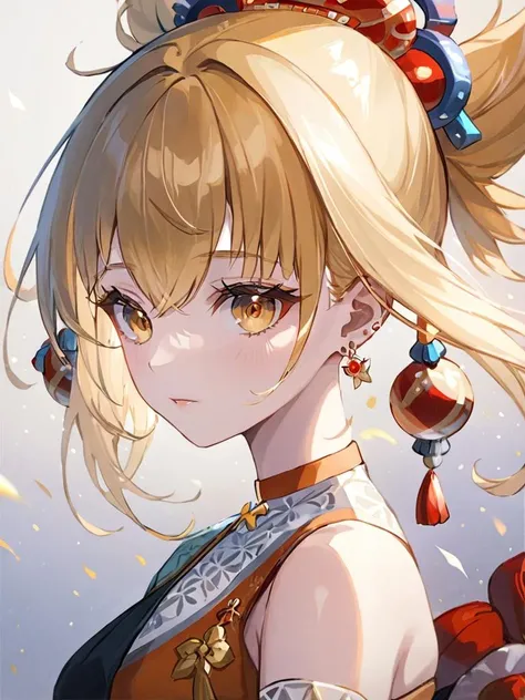 ultra-detailed,(best quality),((masterpiece)),(highres),original,extremely,<lora:xiaogongx_xl:1>,(\xiao gong\),ornament,blonde hairï¼bangs,earrings,