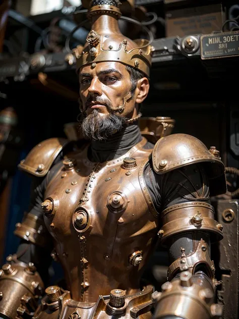 ancient king in rich clothes, 30 years old european man, <lora:mshn:1> mshn, mshn robot