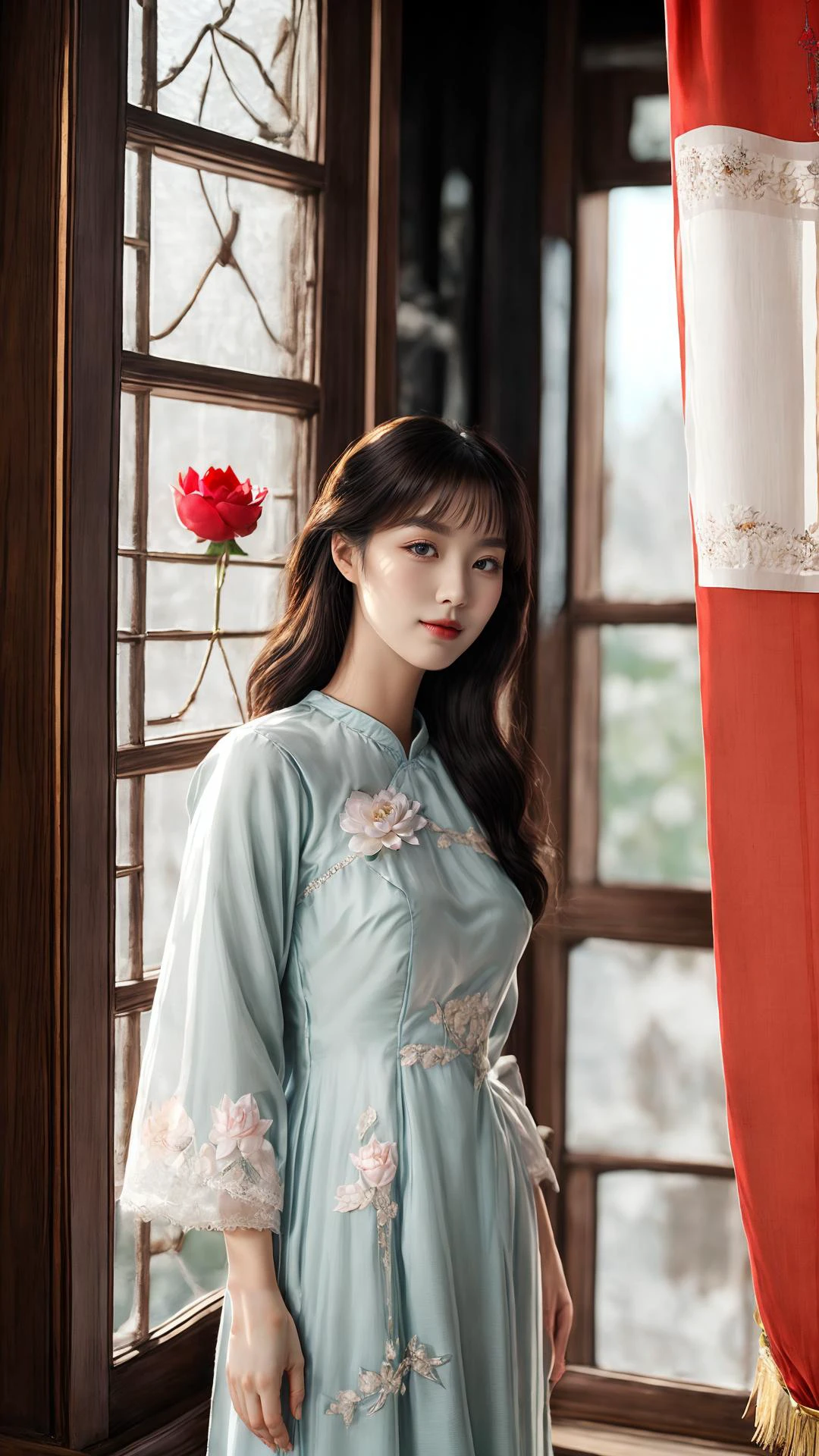 <lora:more_details:0.5><lora:epiNoiseoffset_v2:0.5><lora:JPfilmColor_RedwhiteVer:0.6>
(<lora:more_details:0.5>
(8k, RAW photo, best quality, masterpiece:1.3),
(1girl, upper body:1.4), aodai, beautiful face,