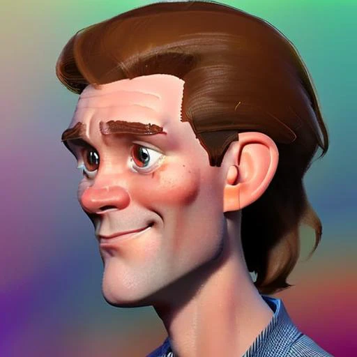 tdst style of jim carrey,  sideways, profile