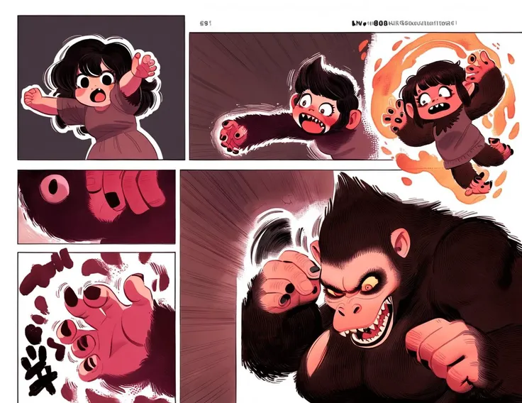 demon ape transformation, cute woman transforms into a werewolf, panels, sequence of images, energy aura, intense, horror
score_8_up <lora:DB-10FT:1>