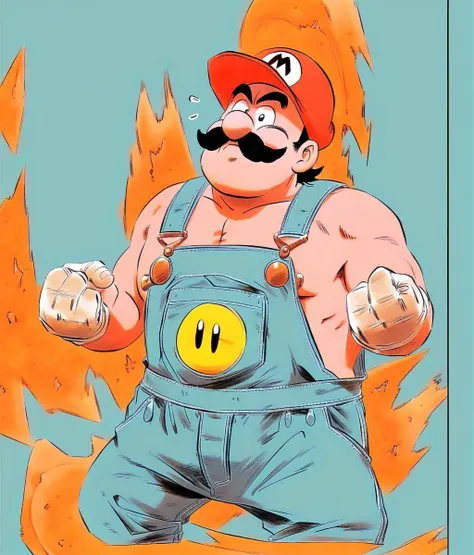 SuperMario, manga, limited palette, (dragonball:0.6), energy aura, nervous, mustache and cap, overalls, Mario
score_8_up <lora:DB-10FT:1>