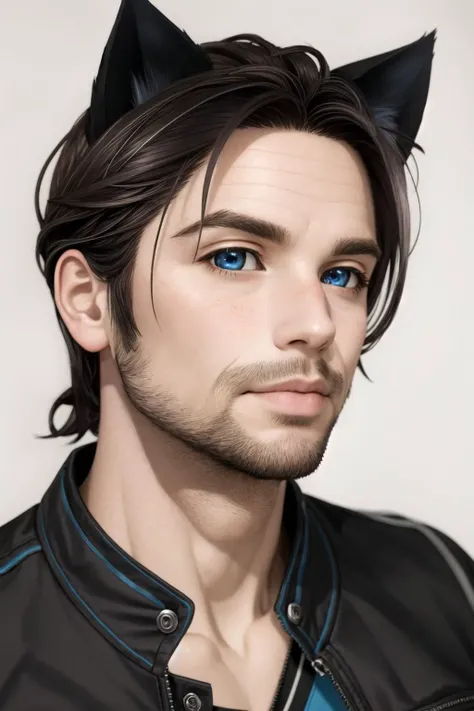 <lora:Maverick%20Ellis%20Rowe:.7> solo, male focus, animal ears, 1boy, blue eyes, cat ears, looking at viewer, freckles, stubble, brown hair, facial hair, dynamic angle,