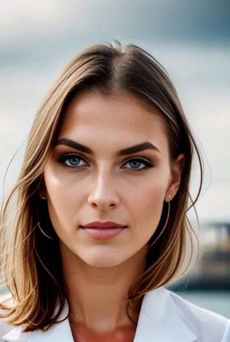 b&w photo of 24 y.o woman,face, high detailed skin, skin pores, coastline, overcast weather, wind, waves, 8k uhd, dslr, soft lighting, high quality, film grain, Fujifilm XT3
Nova,1girl.solo, happy, [(finely detailed beautiful AMBER Yellow eyes: 2), symmetrical pupils, extremely detailed pupils], lustrous skin, show Clavicle, perfect skin, (adult face:1.2), (medium_breasts:1.3), ((upper body,full body)),from anywhere, Proper body proportion,perfect body, ((business attire)), [color background], city, earrings, looking to the side, blonde hair, short hair,