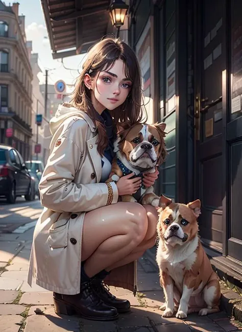 intricate details,((cinematic light)),
1girl play with pets on the street,
BREAK
Nova,solo,a \(girl\) with white coat,
BREAK
pets \(calico cats\),
BREAK
pet \(1bulldog\)