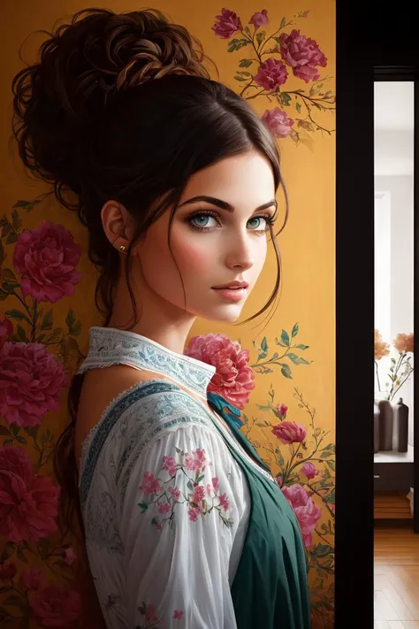 luxury painted wall, realistic,1girl, <lora:Nova-000003:0.15>,