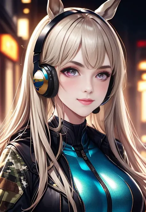nova<lora:Nova-000003:0.6>,1girl, falling, animal ears, bangs, blush, camouflage armor, closed mouth, fake animal ears, gloves, headphones, headset, horse ears, impossible clothes, jacket, large breasts, long hair, long sleeves, looking at viewer, camouflage bodysuit, pink eyes, simple background,smile, solo, body paint, twintails, upper body, very long hair, black background, white gloves, white hair,alice \(nikke\),
[(colorful explosion psychedelic toxic neon paint colors:1.2)::0.15],
(masterpiece:1.4),(best quality:1.4),(shiny skin),realistic
