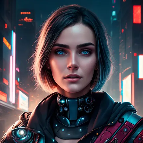 8k portrait of a cyberpunk girl,nova<lora:Nova-000003:0.25>, high quality, masterpiece, digital art, side lighting, detailed background, futuristic city,