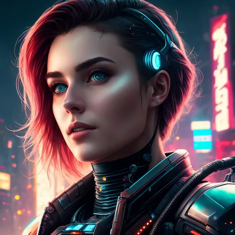 8k portrait of a cyberpunk girl,nova<lora:Nova-000003:0.25>, high quality, masterpiece, digital art, side lighting, detailed background, futuristic city,