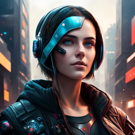 8k portrait of a cyberpunk girl,nova<lora:Nova-000003:0.25>, high quality, masterpiece, digital art, side lighting, detailed background, futuristic city,