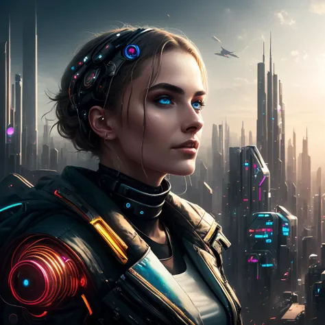 8k portrait of a cyberpunk girl,nova<lora:Nova-000003:0.55>, high quality, masterpiece, digital art, side lighting, detailed background, futuristic city, full body