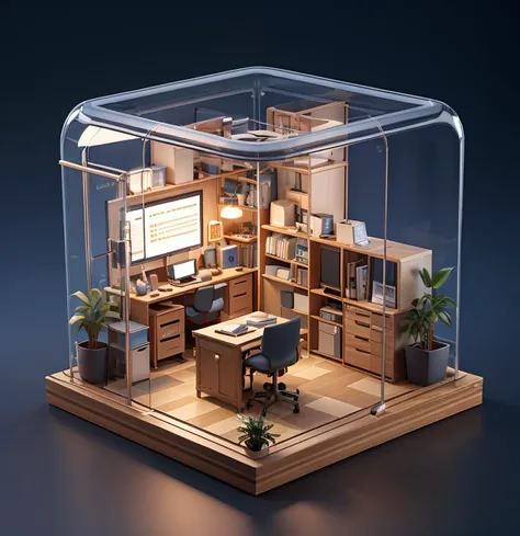 (8k, best quality, masterpiece:1.2), office, high technology, isometricview, highresolution, glass cover, simple background, <lora:isometric view6:0.5>, detailed,