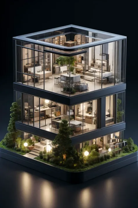 best quality,(masterpiece:1.1), new york apartment ,isometric view,high resolution,<lora:isometric view6:0.7>, detailed details, simple background,