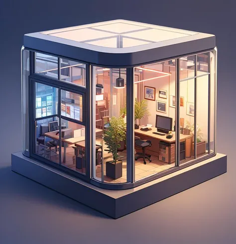 (8k, best quality, masterpiece:1.2), office, high technology, isometricview, highresolution, glass cover, simple background, <lora:isometric view6:0.5>, detailed,