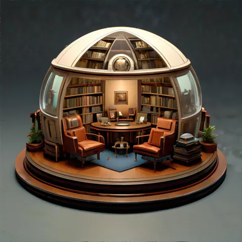 <lora:isometricview:0.7>, isometric view of Classic Library with Leather Armchairs and Vintage Globe, miniature || masterpiece, 8k, high resolution, shallow depth of field, sharp focus, incredible detail