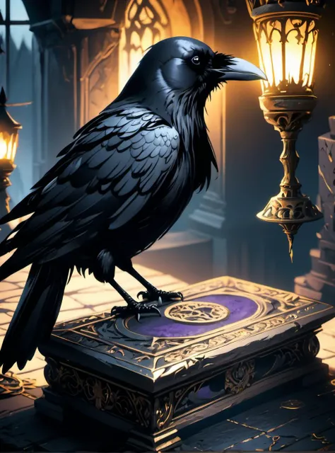 (dark magic), (grim), the raven, (intricate details), (hyperdetailed), 8k hdr, high detailed, lot of details, high quality, soft cinematic light, dramatic atmosphere, atmospheric perspective