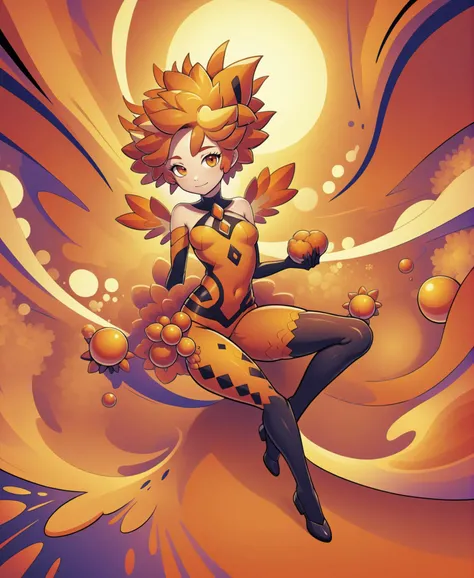 1girl, realistic, fractals, flat color, orange, abstract <lora:osoruThick:1>, masterpiece, best quality,