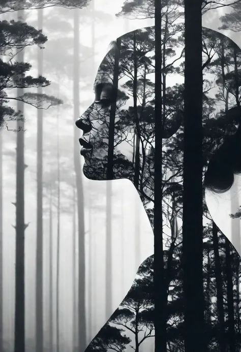 double exposure, solid white back ground, mysterious silhouette forest woman, , amazing depth, masterwork, surreal, geometric patterns, intricately detailed, bokeh, perfect balanced, deep fine borders, artistic photorealism , smooth, great masterwork by head of prompt engineering <lora:add-detail-xl:2> <lora:Double_Exposure:0.5>