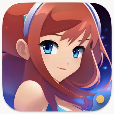 a girl with blue eyes and a headband in a square avatar