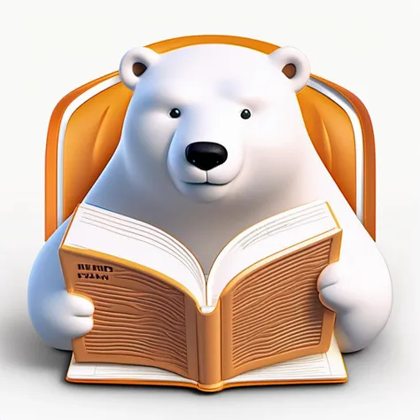 professional 3d model icredm <lora:IconsRedmond:1>, close up, a polar bear reading book, icon,no background . octane render, highly detailed, volumetric, dramatic lighting