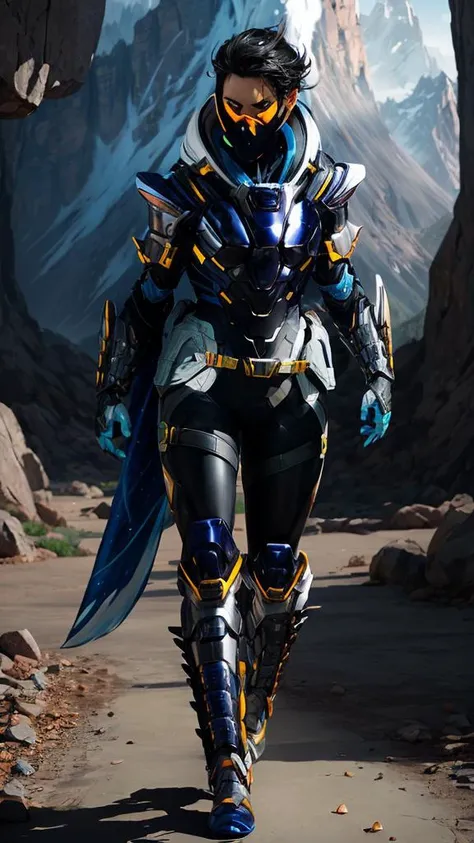 8k, beautiful girl wearing wraithprestige2 armour, wraithprestige hairstyle,blue eyes, glowing eyes, mask, intricate, elegant, highly detailed, majestic, digital photography, art by artgerm and ruan jia and greg rutkowski surreal painting, full body, kings canyon background, (masterpiece, sidelighting, finely detailed beautiful eyes: 1.2), hdr, <lora:more_details:0.36>, <lora:epiNoiseoffset_v2:1> <lora:wraithloratwo:0.8>