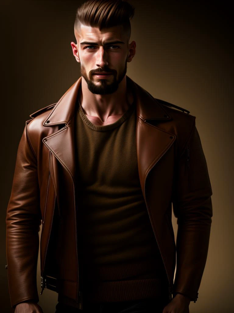 BatuAI wearing leather jacket, ultra realistic, octane render, 8k,
