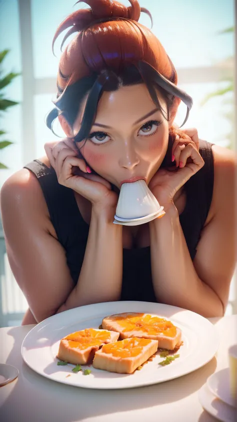 1girl, cute, posing, sleek hair hair, insertion mouth Plates inserting a Plates in her mouth, sucking on Plates, object insertion, <lora:InsertionPony:1> score_9, score_8_up, score_7_up, score_6_up, score_5_up, score_4_up, rating_explicit, rating_questionable, anime <lora:Anime Summer Days Style SDXL_LoRA_Pony Diffusion V6 XL:0.7>