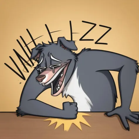 On the internet nobody knows you're a dog, <lora:WheezeMemeTemplate:1> wheeze, open mouth, wheeze meme