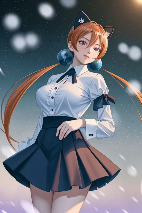 <lora:lcm_lora_sd15:1>,
(masterpiece,best quality,8k,beautiful and aesthetic:1.2),
solid-best-physical-appearance-perfect::2,
cosplay,Smile,(HUGE BREASTS),(floating hair:1.2),PERFECTEYES EYES,narrow_waist,slender,skinny,(dynamic_angle),sexy posture,
<lora:(Kerorof)aSWSA[Wf.artkoikoi_Alisa_Southerncross_v3:0.9>,
Alisa_Southerncross,(red eyes),long hair,animal_ears,hair ornament,twintails,low twintails,orange hair,hair_between_eyes,
bow,black bow,collared shirt,frilled shirt,(frilled sleeves),shirt,white shirt,puffy sleeves,(wrist cuffs),miniskirt,black skirt,buttons,(frills),
standing,
outdoors,
<lora:[R]Xn}0{LORA.add_detail:0.2>,
<lora:[OMQ*S][vw<w[.locon_perfecteyes_v1_from_v1_64_32:0.6>,