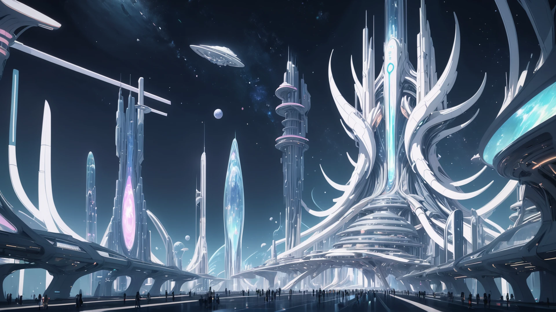 anime style, colossal cheerful,Ethereal scifi arcology at the end of the universe