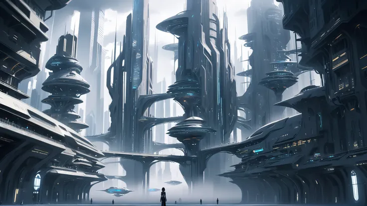 anime style, mysterious scifi metropolis outside of the multiverse