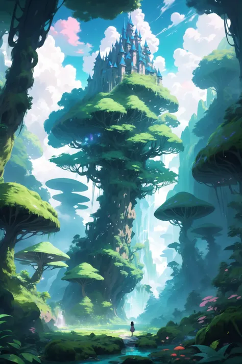 anime style, Enchanted Cloud Forest