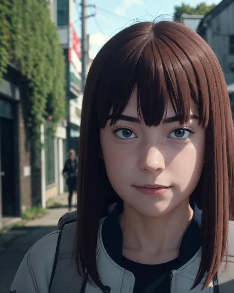 <lora:TengokuDaimakyouV2:0.8> KIRUKO \(TENGOKU DAIMAKYOU\),
brown hair, nose freckles, white jacket, black shirt, grey backpack, (asian:0.3),
bust portrait, facing viewer, , looking at viewer, closed mouth, smirk, grin,
(postapocalyptic japan,destroyed city, moss and foliage growing in the city),
film grain, 4k, RAW, (high detailed skin:1), 8k uhd, dslr, soft lighting,
(masterpiece), (best quality:1.4), absurdres, (intricate details:0.2)