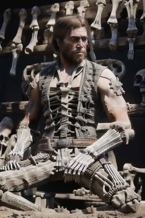 1 adult man,
RDR2Arthur,
full body shot,
boneyardai,
detailed garments, solo focus, high quality skin texture, aesthetic composition, 8k,