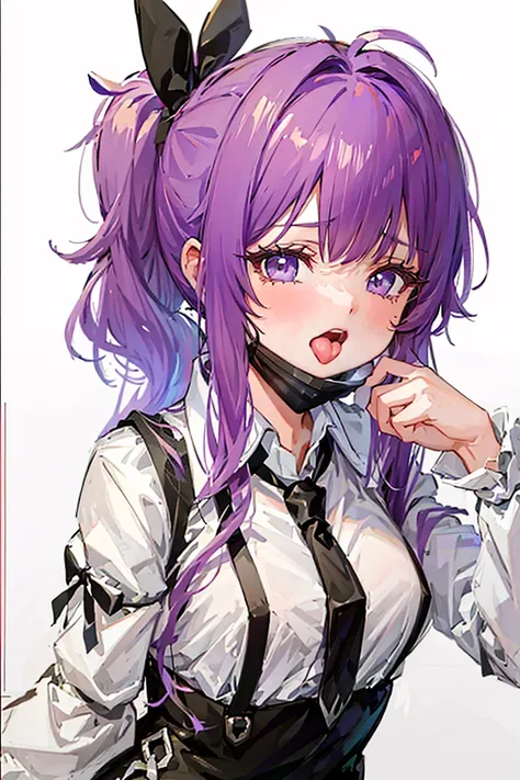 masterpiece,1girl, solo,
<lora:MaskPullV1:1> , <lora:kincoraStyleLora66MB_8DimUNETOnlyFORNAI:0.3>,<lora:TashkentBoundV1-06:1>,purple hair, ((high ponytail)), ahegao,tears,tongue out,