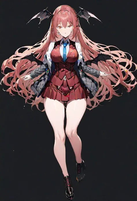 masterpiece, best quality, ultra-detailed, beautiful, nai3, 1girl, solo, full_body, tachi-e,
koakuma, solo, 1girl, skirt, wings, necktie, vest,