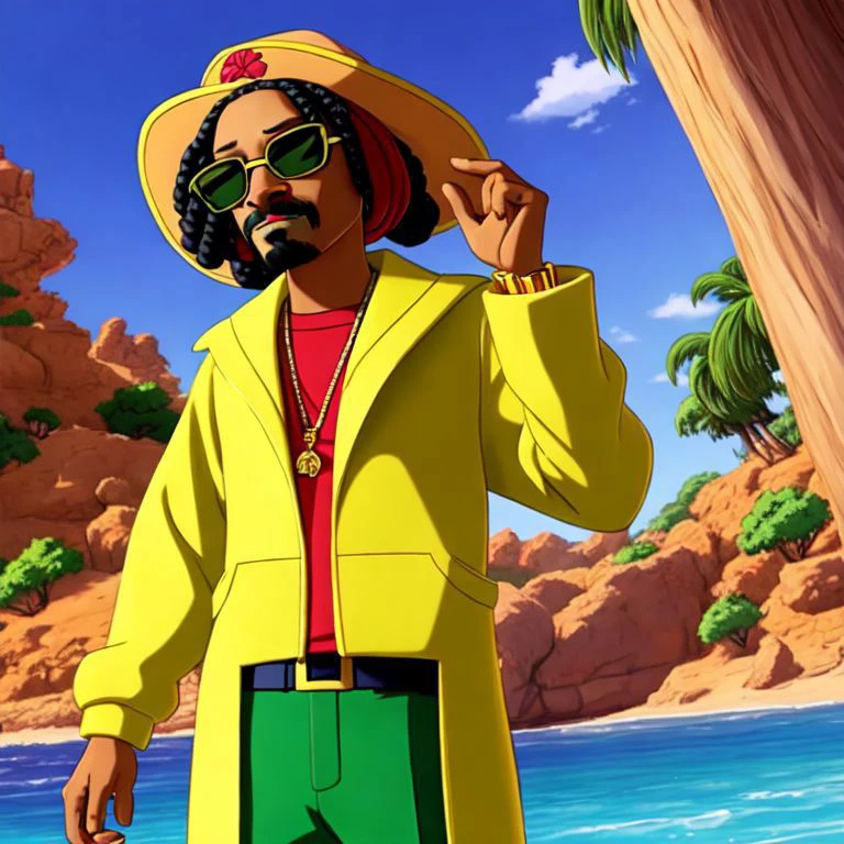 The exotic life of snoop-dog as an anime spy, Very detailed, clean, high quality, sharp image
