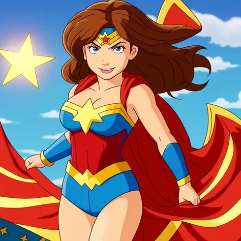 A photo of Wonderwoman as a cartoon character from the TV show "Arthur"