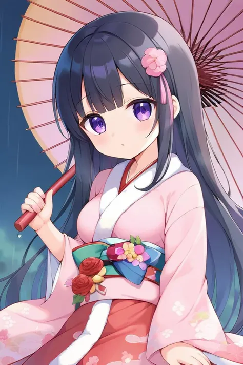 score_9, score_8_up, score_7_up, source_anime , masterpiece, best quality, illustration, moe, cute, BREAK
solo, 1girl, purple eyes, black hair, hime cut, blunt bangs, long hair, perky breasts, (santa costome, kimono),rain, hydrangea, <lora:wagasa_Pony_V1.0:1.0> oil-paper umbrella, wagasa,