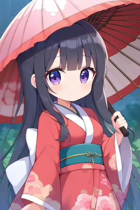 score_9, score_8_up, score_7_up, source_anime , masterpiece, best quality, illustration, moe, cute, BREAK
solo, 1girl, purple eyes, black hair, hime cut, blunt bangs, long hair, perky breasts, (santa costome, kimono),rain, hydrangea, <lora:wagasa_Pony_V1.0:1.0> oil-paper umbrella, wagasa,