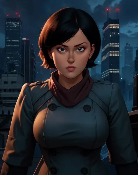 kei,black eyes,black hair,short hair,
trench coat,long sleeves,scarf,
upper body,
night,city,
(insanely detailed, beautiful detailed face, masterpiece, best quality),<lora:kei:0.8>,