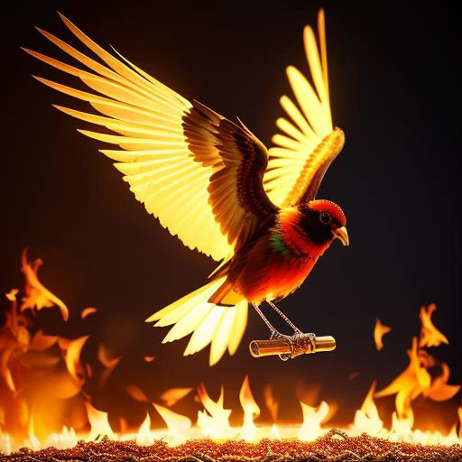 masterpiece, best quality, realistic, highly detailed, octane render, photo realistic, (a bird made of [fire|ice:rainbow|bubbles:20])