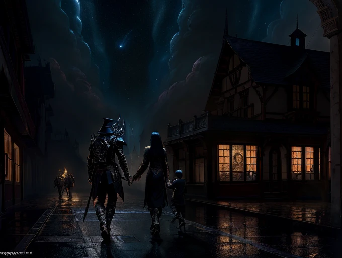 RAW wideangle photo, ((((And when Night Darkens the Streets then wander forth the Sons Of Belial flown with insolence and wine)))), epic, ominous, highly detailed, digital matte painting, trending on artstation, concept art, mystery, sharp focus, illustration, art by artgerm and greg rutkowski and magali villeneuve and alphonse mucha and rossdraws and wlop and craig mullins and James Jean and Andrei Riabovitchev and Marc Simonetti and peter mohrbacher, background by james jean and gustav klimt, light by John Salminen, 4k uhd image, octane render, 4k, colossal, awesome, landscape, 8k, award winning art, cinematic lighting, high detail, intricate, ethereal, magical, otherworldly, dark fantasy, cgsociety, hyperrealistic, dreamlike, inky, old age, hypermaximalist, <lora:theovercomer8sContrastFix_sd15:1>, ((decay)), grit, neglect, to8contrast style