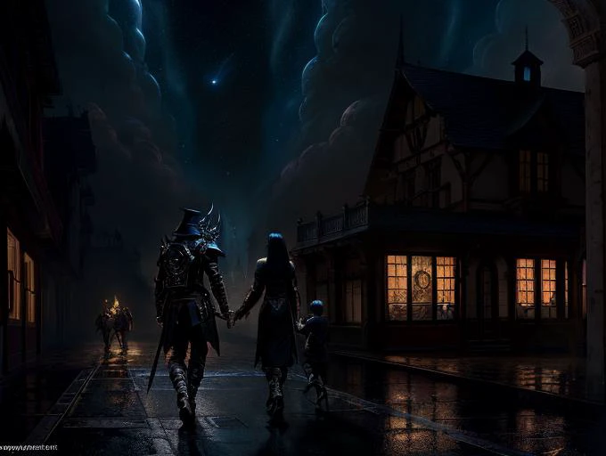 RAW wideangle photo, ((((And when Night Darkens the Streets then wander forth the Sons Of Belial flown with insolence and wine)))), epic, ominous, highly detailed, digital matte painting, trending on artstation, concept art, mystery, sharp focus, illustration, art by artgerm and greg rutkowski and magali villeneuve and alphonse mucha and rossdraws and wlop and craig mullins and James Jean and Andrei Riabovitchev and Marc Simonetti and peter mohrbacher, background by james jean and gustav klimt, light by John Salminen, 4k uhd image, octane render, 4k, colossal, awesome, landscape, 8k, award winning art, cinematic lighting, high detail, intricate, ethereal, magical, otherworldly, dark fantasy, cgsociety, hyperrealistic, dreamlike, inky, old age, hypermaximalist, <lora:theovercomer8sContrastFix_sd15:1>, ((decay)), grit, neglect, to8contrast style